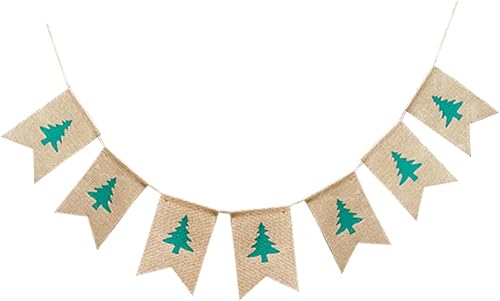 Miniatura 5 de ABOOFAN 3 guirnaldas de Navidad con adornos de natividad, pancarta de yute de Navidad, pancarta de copo de nieve, pancarta de pared de Navidad,