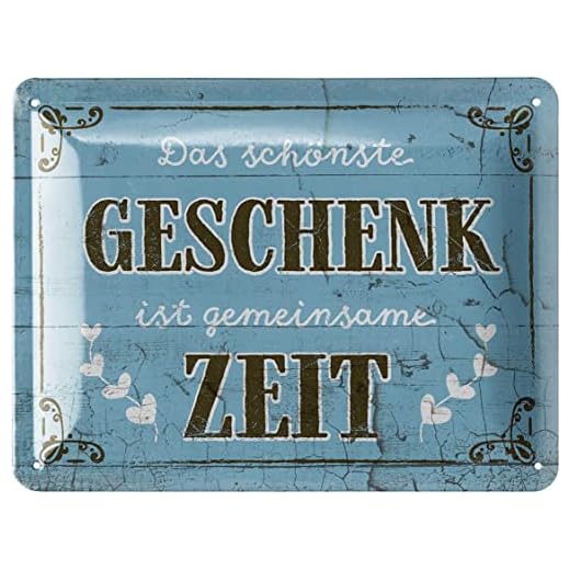 LANOLU Cartel de chapa retro el mejor regalo es el tiempo común, cartel de metal vintage con frases como decoración de pared para cocina y jardín, estilo Shabby Chic, aspecto de madera, 15 x 20 cm