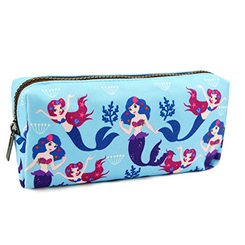 LParkin Cute Mermaid Pencil Case Canvas Pen Bag Pouch Gadget Stationary Case Makeup Cosmetic Bag Kawaii Box