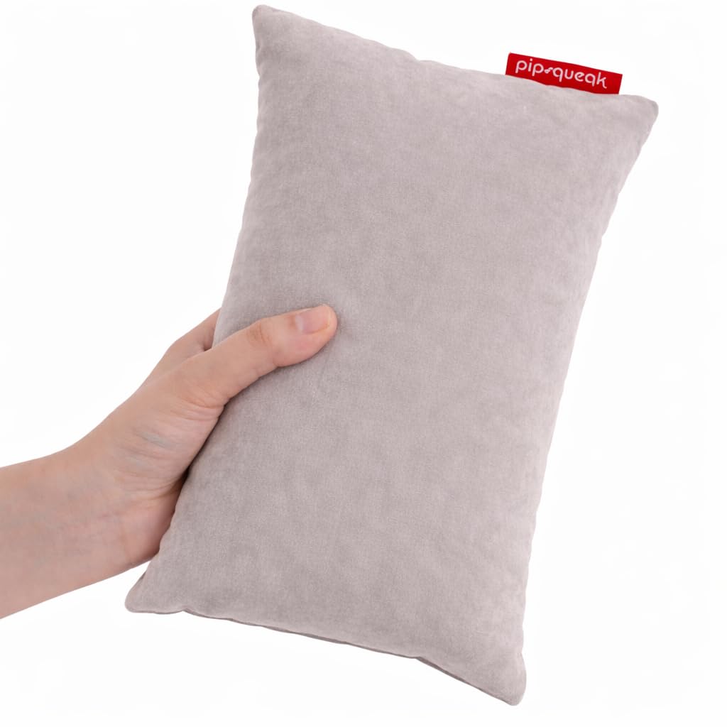 Pipsqueak Small Pillow - Mini 11 x 7 inches - Tiny Pillow for Travel, Dogs, Toddlers, Kids, Lumbar, Knees and Neck - Gray