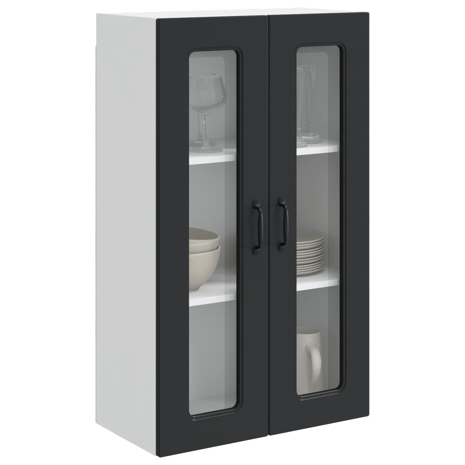 Kalmar Küchenschrank, Schwarz, 60x31x100 cm, Holzwerkstoff, freistehend, Robustes Küchenmöbel mit reichlich Stauraum für Kochutensilien