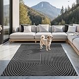 the carpet Santo Plus Outdoor Teppich – Wetterfest & Pflegeleicht, Balkon Teppich, Terrasse & Garten, Flachgewebe Indoor & Outdoor, Modern für Wohnzimmer & Schlafzimmer, Anthrazit, 80 x 150 cm