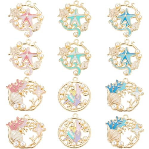 Breloques marines en émail SUNNYCLUE | Boîte de 24 pièces en 6 styles pour bijoux d'été