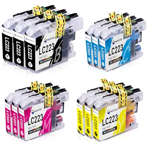 MEGOFFICE LC223 Cartucce Multipack compatibile per Brother LC 223 inchiostro per MFC-J480DW J5620DW J5320DW J680DW DCP-J4120DW J562DW MFC-J4420DW MFC-J4625DW J4620DW J5720DW(12 Pack)