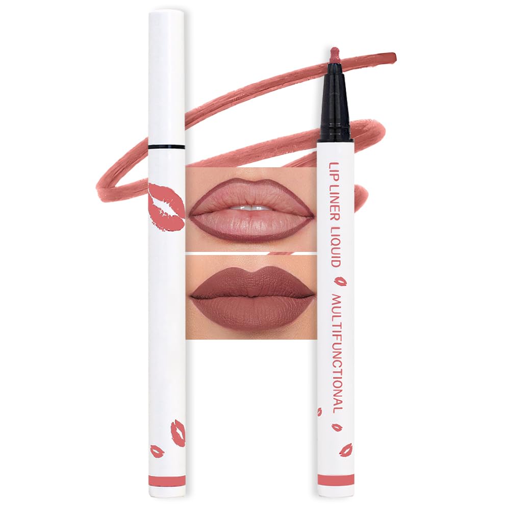 evpct Longwear Liquid Lip Liner Stain Marker Pen Long Lasting Waterproof, Maroon Dusty Mauve Matte Semi Permanent 24 Hour Lip Liner and Lipstick Combo, Color Stay Lipliner All Day, Lips Stain peel off 0.02 Fl Oz (Pack of 1) 07# Maroon