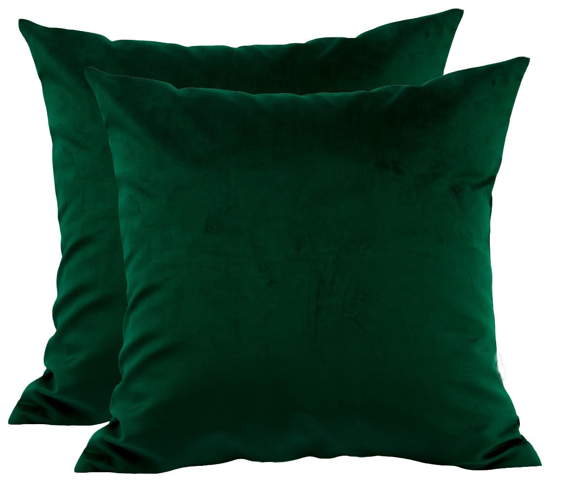 TangDepot 2-Pack Super Soft Velvet Pillow Covers, 20x20 Grass Green — view 38