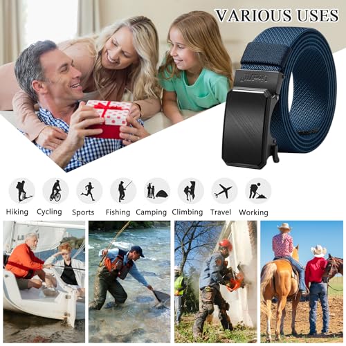 Image of LionVII Mens Belt Ratchet Stretch, Work Belt for Men Elastic Slide with Automatic Buckle for golf, Adjustable to Fit 28-49 inch Waist