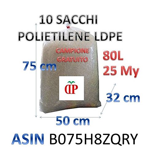 Scatola da 500 Shopper biodegradabili compostabili cm 30+9+9x60 da Grammi 13 Ideali per Raccolta Umido o asporto +10 Sacchi Trasparenti in plastica XXL per Raccolta indifferenziata o plastica