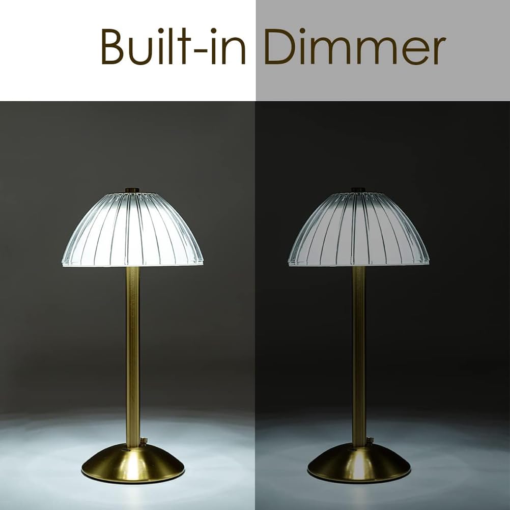 AoLa Vintage Tischlampe Kabellos Dimmbar Touch Tischleuchte Akku LED Aufladbar 1800mAh Batteriebetrieben Nachttischlampe Ohne Kabel Gold Tischlampe für Wohnzimmer Schlafzimmer Bar Hotel Zuhause