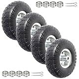AR-PRO (4-Pack) 10-Inch Solid Rubber Tire Wheels - Replacement 4.10/3.50-4' Flat Free Tire with 5/8' Bearings, 2.2' Offset Hub - Perfect for Lawn Garden Cart, Hand Truck, Wheelbarrow, Utility Cart