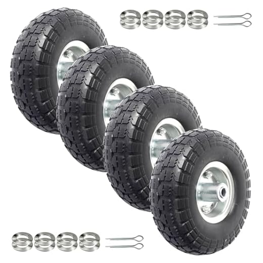 (4-Pack) AR-PRO 10-Inch Solid Rubber Tires and Wheels - Replacement 4.10/3.50-4” Tires and Wheels with 5/8” Axle Bore Hole, 2.2” Offset Hub, and Double Sealed Bearings - Perfect for Gorilla Carts