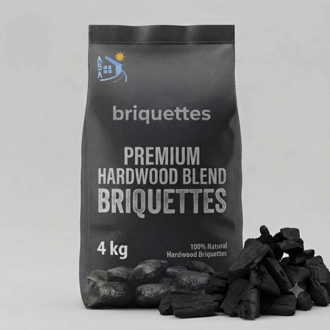 Charcoal Briquettes 4kg – Long Burning BBQ Fuel, Smokeless & High Heat, Ideal for Grills & Outdoor Cooking (1)