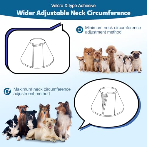 Image of Soft Dog Cone Collar After Surgery: Long Alternative Comfortable Comfy Fabric Recovery Shame Elizabethan Stop Licking Small Medium Large Dogs (Blue, S)