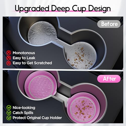 Image of Amooca 4-Pack Car Cup Holder Coaster Bling Crystal Rhinestone Car Interior