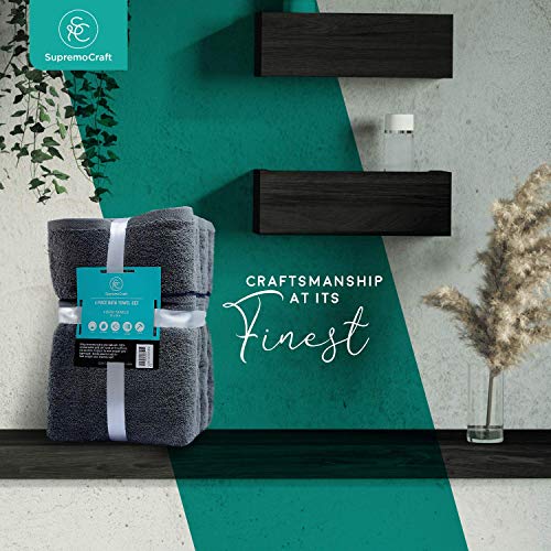 Luxury Bath Towels | 100% Pure Cotton | Super Soft Highly Absorbent, No Fading, Fast Drying | Gym, Swimming, Yoga, Travel | Towel Set For Bathroom | Set Of 4 | Size 27 X 54 Inch (Grey/Steal Blue) #TOP5