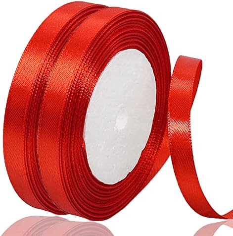 Double Faced White Satin Ribbon 25mm, 23 Meters Solid Color Fabric Ribbons for Crafting, Gift Wrapping, Bouquets, Wedding Party Decoration, Cake Decors, Bows Making, and Sewing Project