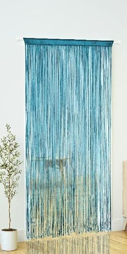 Yaoyue Beaded Curtain Door String Curtains For Doorways Tassels Beads Hanging Fringe Hippie Room Divider Window Hallway Wall Closet Bedroom Privacy Decor (Teal Blue, 39× 79 In) #TOP7
