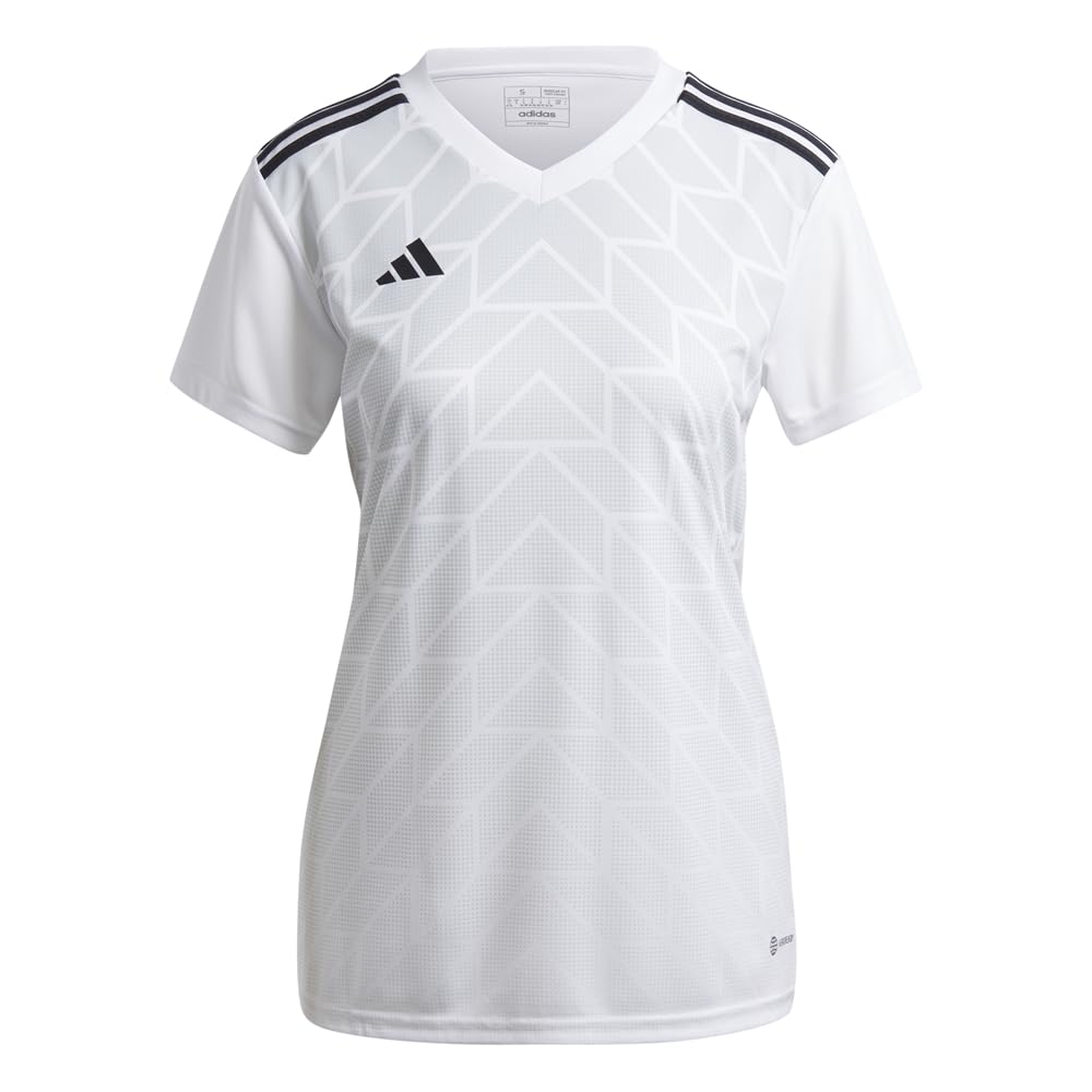adidas Womens T Icon 23 V Neck Short Sleeve Jersey Soccer Cleats Moisture Wicking - White - Size L