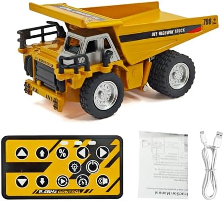 Hylukon 1:64 RC Dump Truck, 2.4G Remote Control Mini Construction Truck with Lights and Sound, Auto Demo, Auto Cruise - 5