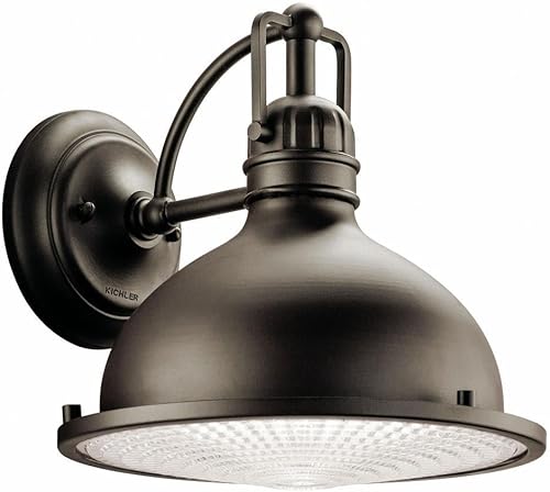 Kichler Hatteras Bay - Lámpara de pared exterior de 10.25 pulgadas con lente Fresnel transparente Olde Bronze