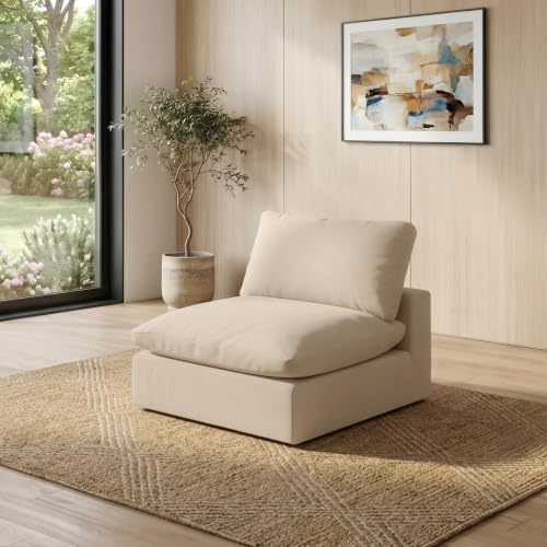 Image of Modular Sectional Sofa,Extra Comfty Deep-Seat-Filled Couch,Khaki Modern Couches for Living Room,Apartment,Office,Small Space