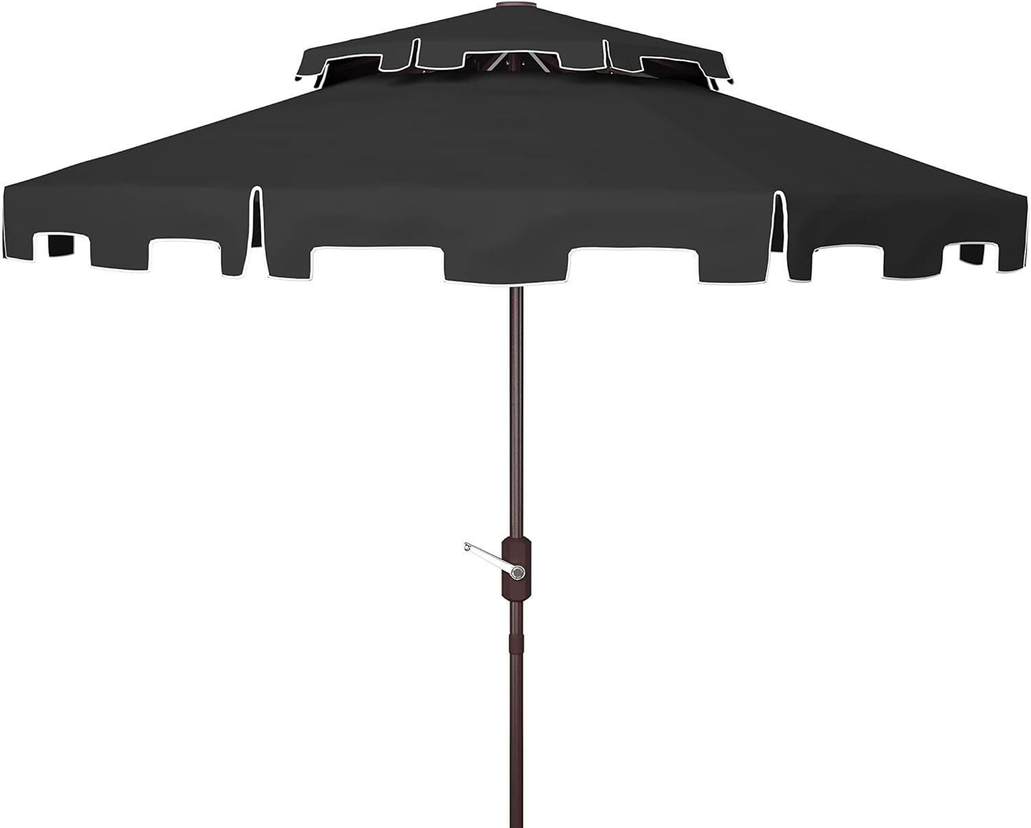 SAFAVIEH 9ft Outdoor Patio Umbrella, Double Top, Zimmerman Collection, Black & White, Crank, Button Tilt, UV Resistant for Deck, Backyard, Poolside (PAT8200H)