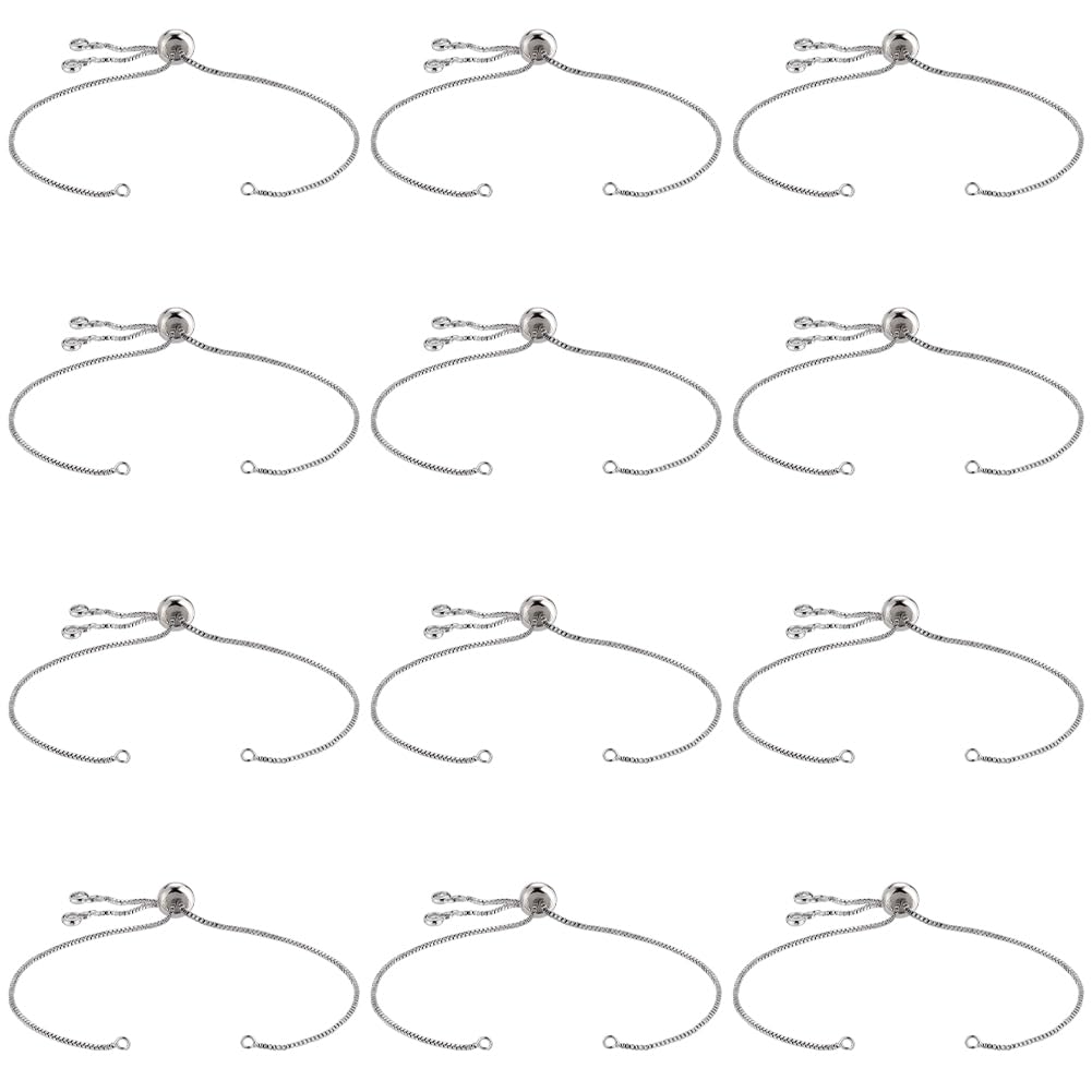 1 Caja 32 Piezas Pulsera Cadena Deslizante Pulsera de Cadena Deslizante Ajustable Cadenas Extensoras de Platino con Diamantes de Imitación Cuentas Deslizantes de Latón Hallazgos para Fabricac
