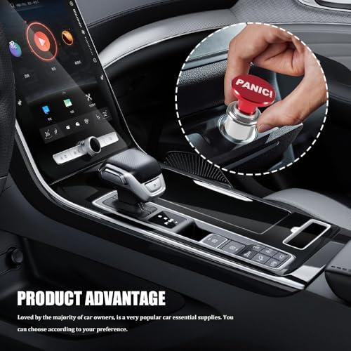 Image of Car Cigarette Lighter, Cigarette Lighter for Car, Anodized Aluminum Push Button Lighter Dustproof Plug, PANIC Button Automotive Interior Accessories for Most Vehicles (Laser Red PANIC)