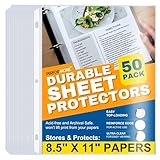 Performore 50-Pack Clear Sheet Protectors | 8.5 x 11 Inch Heavy Duty Plastic Sleeves | Top Loading Reinforced Hole Page Protectors | Archival Acid-Free Non-Glare for 3 Ring Binders Documents Photos