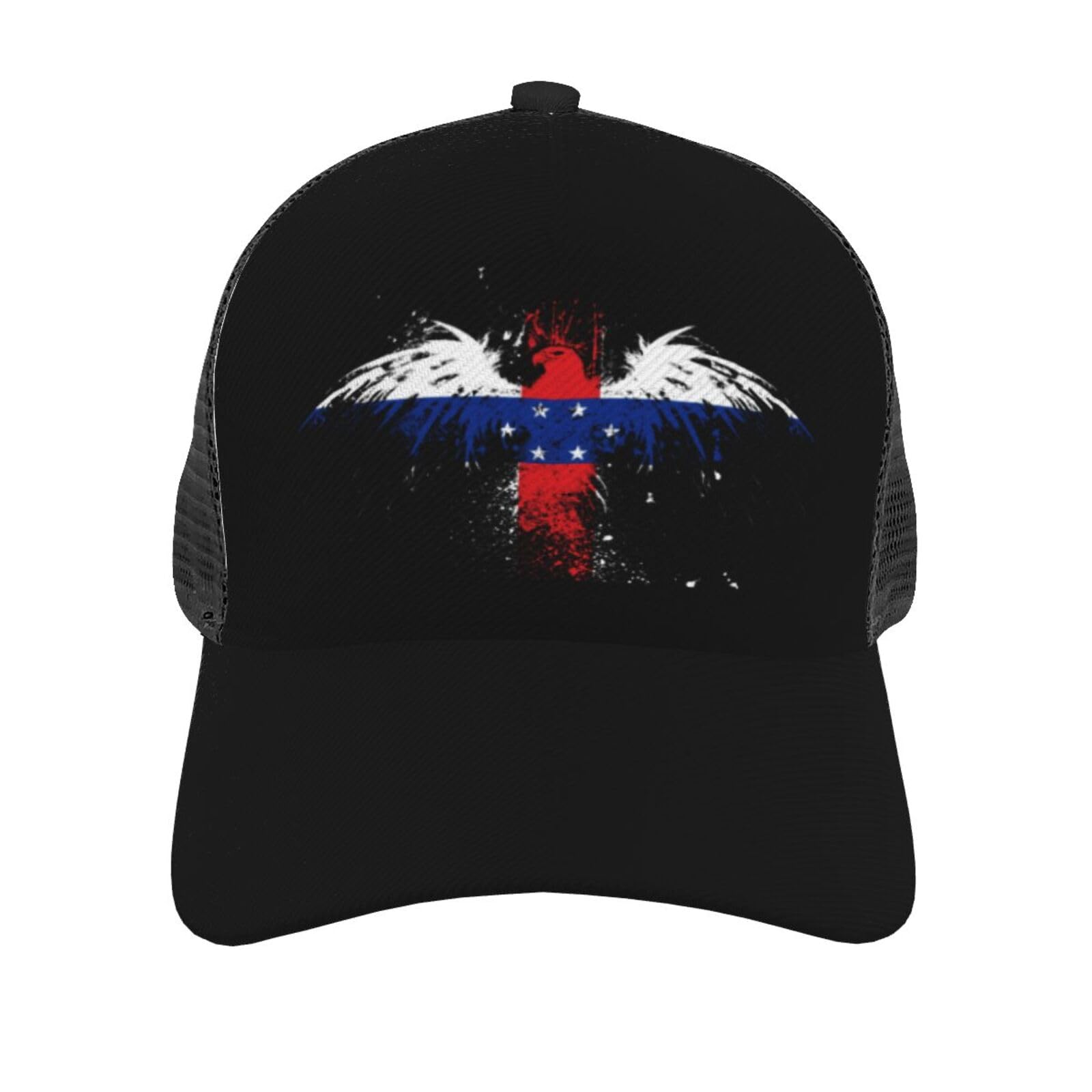 Baseball Cap Netherlands Antilles The Dutch Antilles Eagle Flag Men Women Breathable Mesh Cap Adjustable Trucker Cap Fashion Dad Cap Polyester Twill Fabric Snapback Hat Black