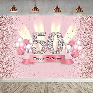 50 Geburtstag Deko 50. Geburtstag Frau Dekoration Banner 50 Geburtstag Rosegold Party Deko Frauen, Stoff Schild Plakat…
