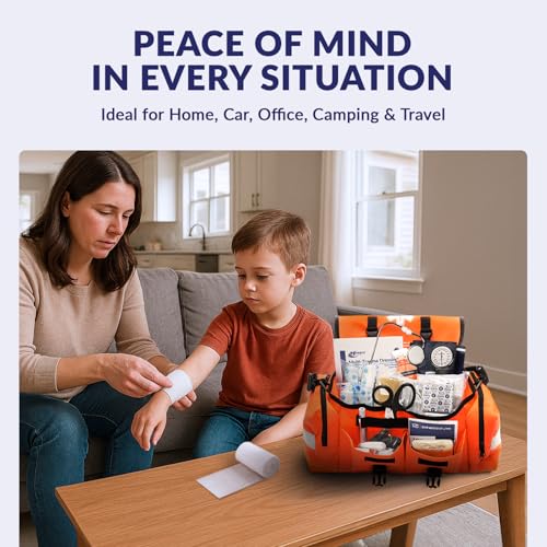 MFASCO Complete Emergency Response First Aid Kit Trauma Bag, Orange - Image 4