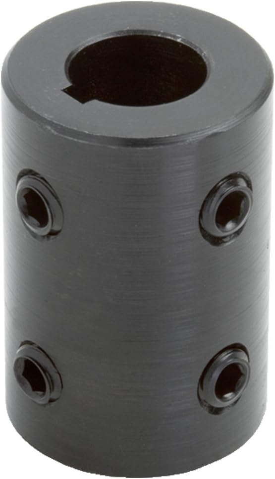 RC-100-KW4H@90 Black Oxide Plated Mild Steel Rigid Coupling, 1" Bore, 2" Outside Diameter, 3" Length, 5/16"-18 x 1/2" Set Screw