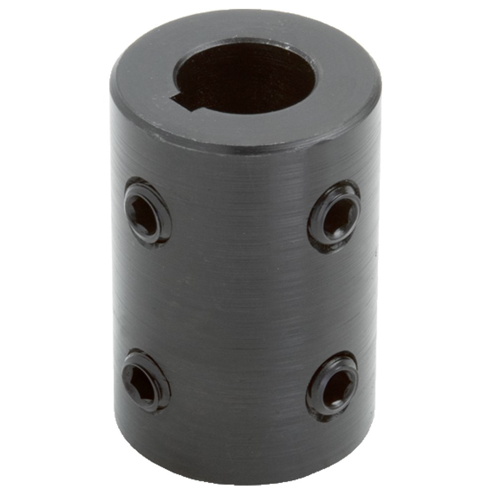 MRC-15-KW4H@90 Black Oxide Plated Mild Steel Rigid Coupling, 15mm Bore, 31mm Outside Diameter, 50mm Length, M6 x 6mm Set Screw
