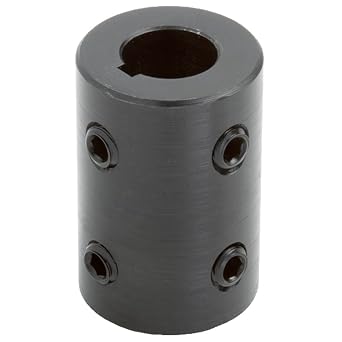 RC-100-KW4H@90 Black Oxide Plated Mild Steel Rigid Coupling, 1" Bore, 2" Outside Diameter, 3" Length, 5/16"-18 x 1/2" Set Screw