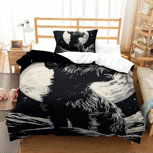 Housses de couettes 3 pièces Samoyède imprimé lit simple en microfibre