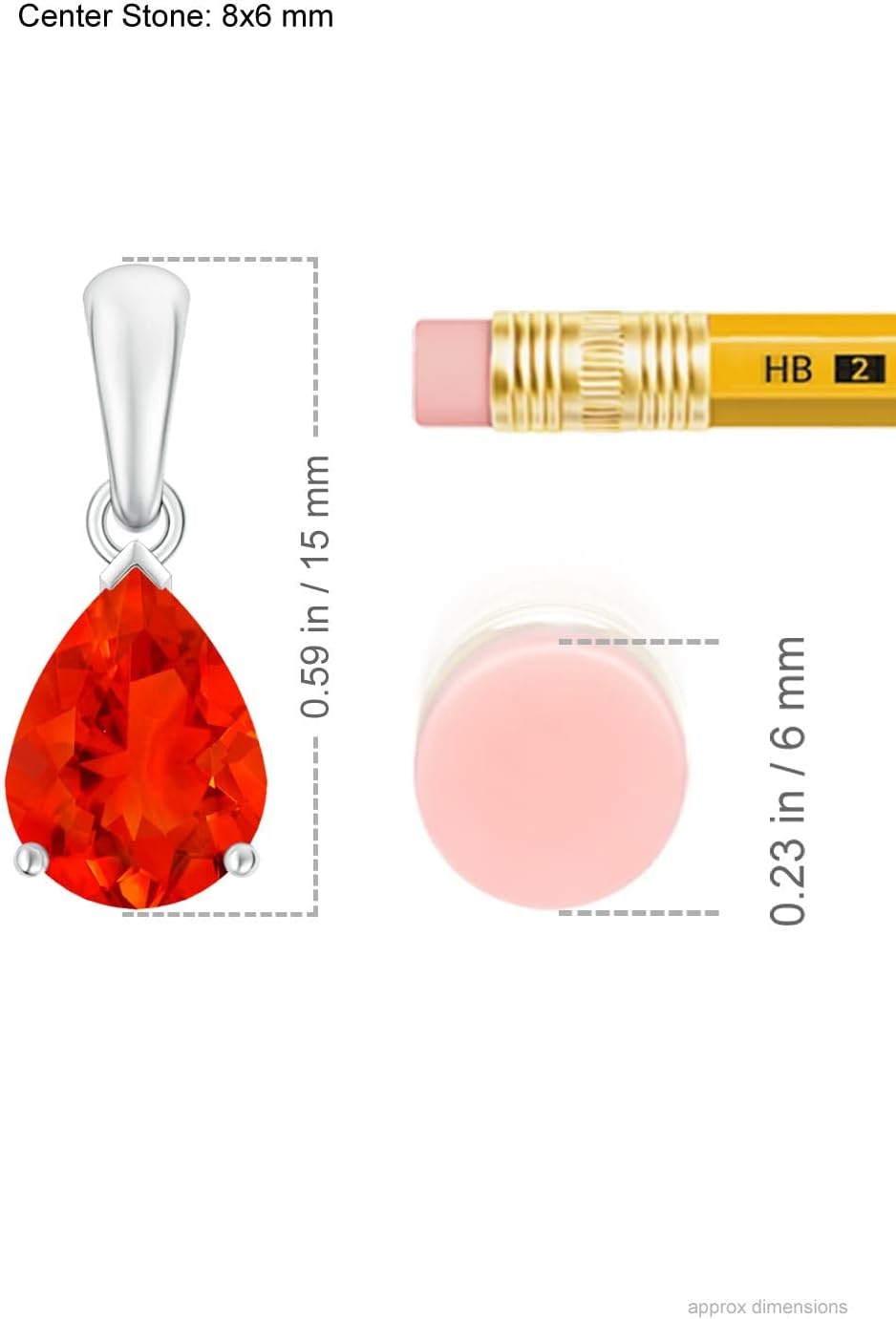 Angara Natural Fire Opal Solitaire Pendant for Women | Prong-Set Pear Fire Opal Solitaire Pendant in 14K Solid Gold/Sterling Silver/Platinum With 18" Chain | Birthday, Gemstone Jewelry Gift