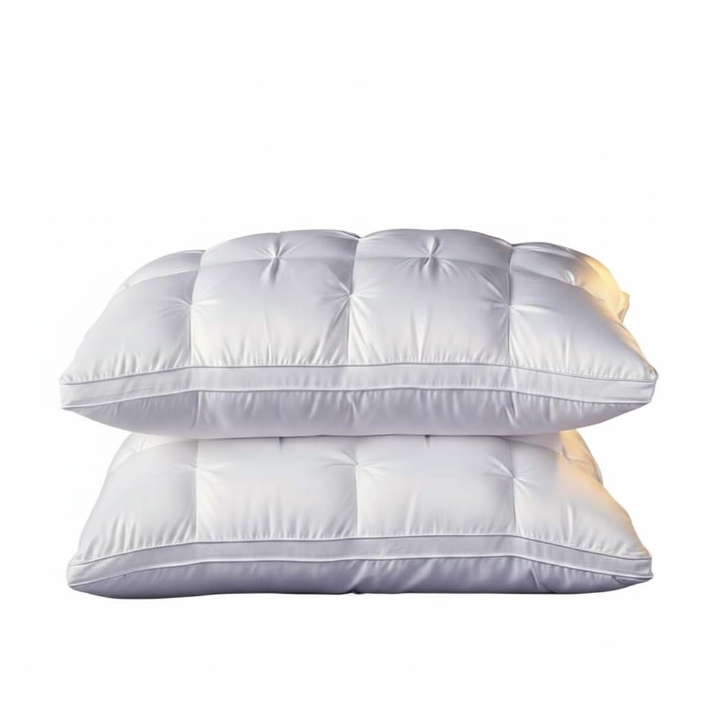 Luxury Hotel Bed Pillows Queen Size 24 74 cm White Soft Support for Back Side Stomach Sleepers 2-Pack