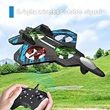 RC Jet, Foam Remote Control Fighter Jet Airplane with 360° Flips & LED Lights, 2.4GHz RC Stunt Plane Toy, Stunt Roll, Durable Drop-Resistant Jets Drone for Kids & Adults & Beginners (blue) - Image 3