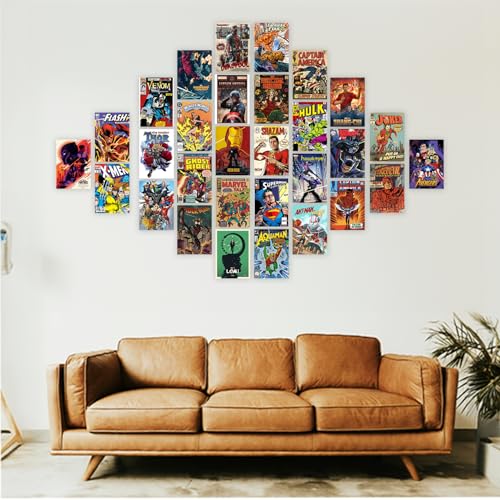 Image of Wallgasm Superheroes Poster Set - Pack of 30, 10 x 15cm 300GSM Posters - Wall Collage Kit - Posters For Bedroom Superman Posters - Batman Posters - Spiderman Posters - Avengers Posters - Comic Posters