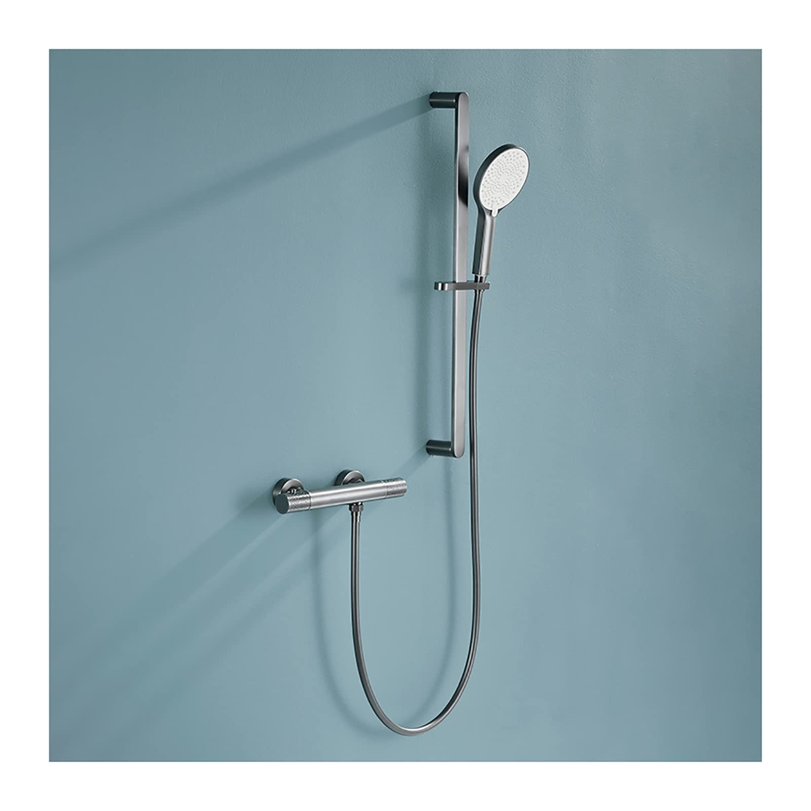 GLJTUO Bathtub Faucet Thermostatic with Handheld Shower, Tub Faucet Wall Mounted Tub Tap Brass Tub Filler Faucet, Filler Mixer Tap with Shower Slide Bar,Gray,Grey