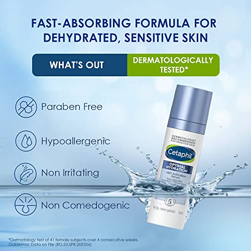 Cetaphil Optimal Hydration Lightweight Serum 30 ml | Fast absorbing | Hyaluronic Acid, Blue Daisy extract, Vitamin B5 | Dermatologist Recommended for Sensitive Skin - Image 5