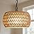 SUNLUMI Farmhouse Rattan Chandelier with 2-Tier Wicker and Fabric Shade, 3-Lights Boho Drum Pendant Light Fixture with Adjustable Chain, Hand-Woven Basket Chandeliers for Dining Living Room Kitchen
