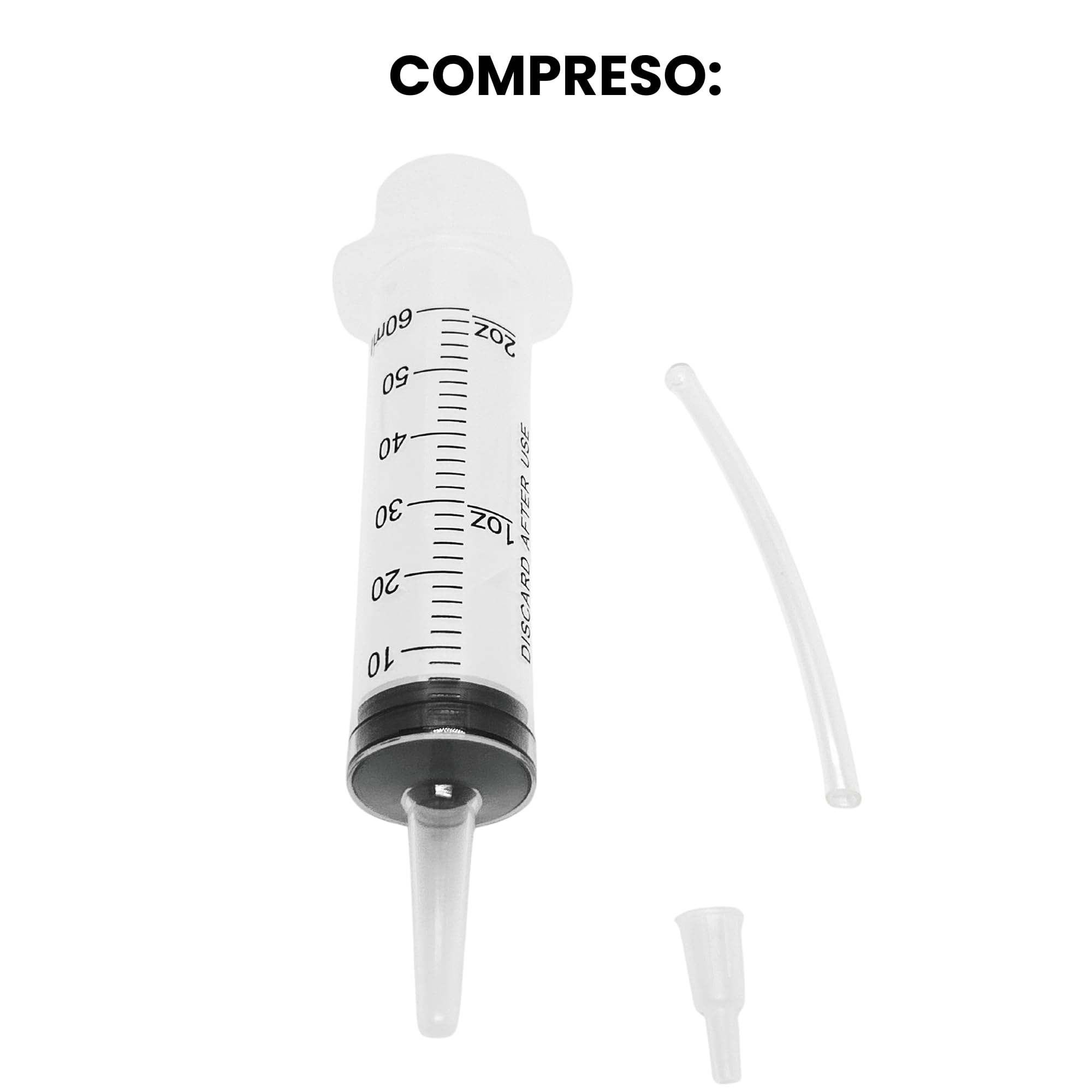 Siringa Tubeless 60 ml con tubo e adattatore | Applicatore per Liquido Antiforatura e Sigillante Tubeless MTB, E-Bike, Ghiaia e Strada | Compatibile con Valvole Presta e Schrader