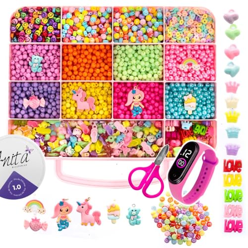 Kit De Miçangas Para Fazer Pulseiras 5000 Peças Coloridas com Estojo de Divisórias