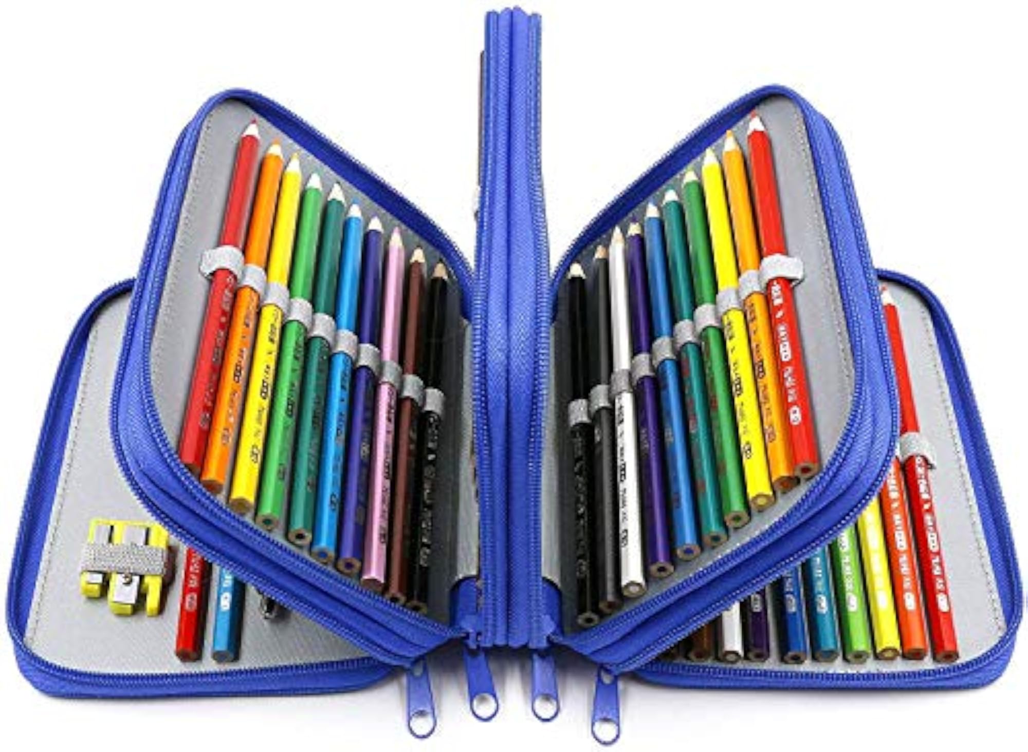 72 Holes Handy Multi-Layer Zipper Pencil Case with Handle Strap