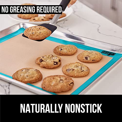 Gorilla Grip Non Stick Silicone Baking Mat Sheet, 2 Pack, Reusable Cookie Sheets Liner, Heat Resistant, No Oil Greasing Needed, Kitchen Oven Essentials, Food Grade And Bpa Free, Half Sheet, Turquoise #TOP2