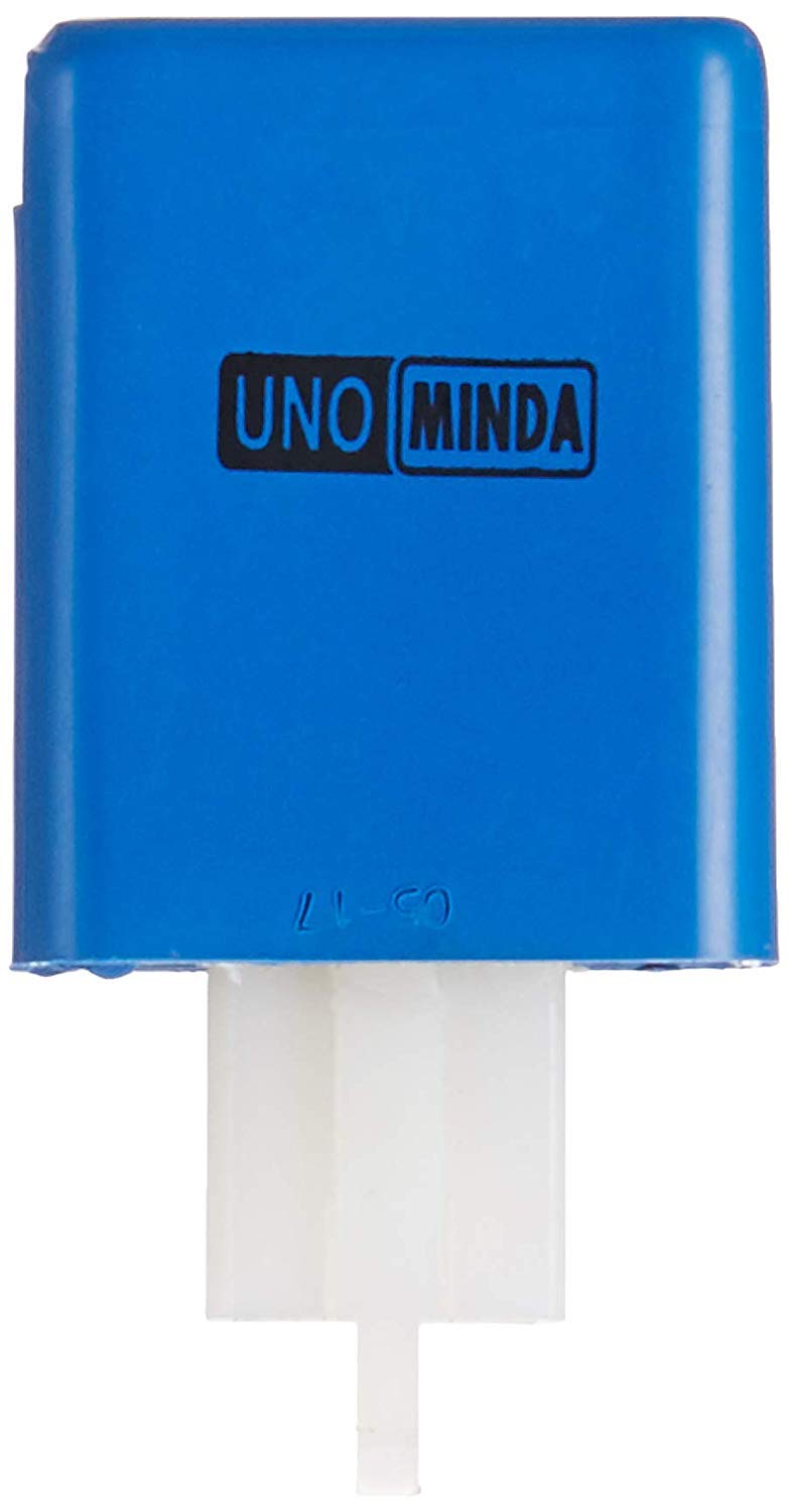 UNO Minda 850089A Electronic Flasher with Buzzer - 12V/ 80W - 3 Pin (Blue)