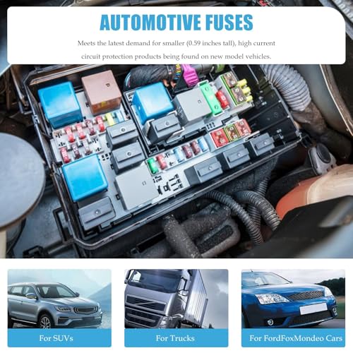 Kit de fusibles automotrices M-CASE Norheirui, 25 unidades, fusibles microcartucho multicolor de 15 A a 40 A para autos y SUV miniatura 6