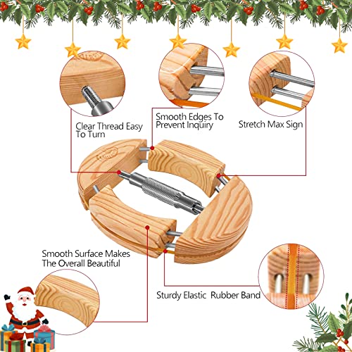 HAIBEIR 4-Wege-Hutdehner aus Holz mit silberfarbenem Edelstahl, verstellbar, für Unisex, Erwachsene, Einheitsgröße von 17,8 cm bis 24,6 cm, einfach und einfach zu bedienen, Silber